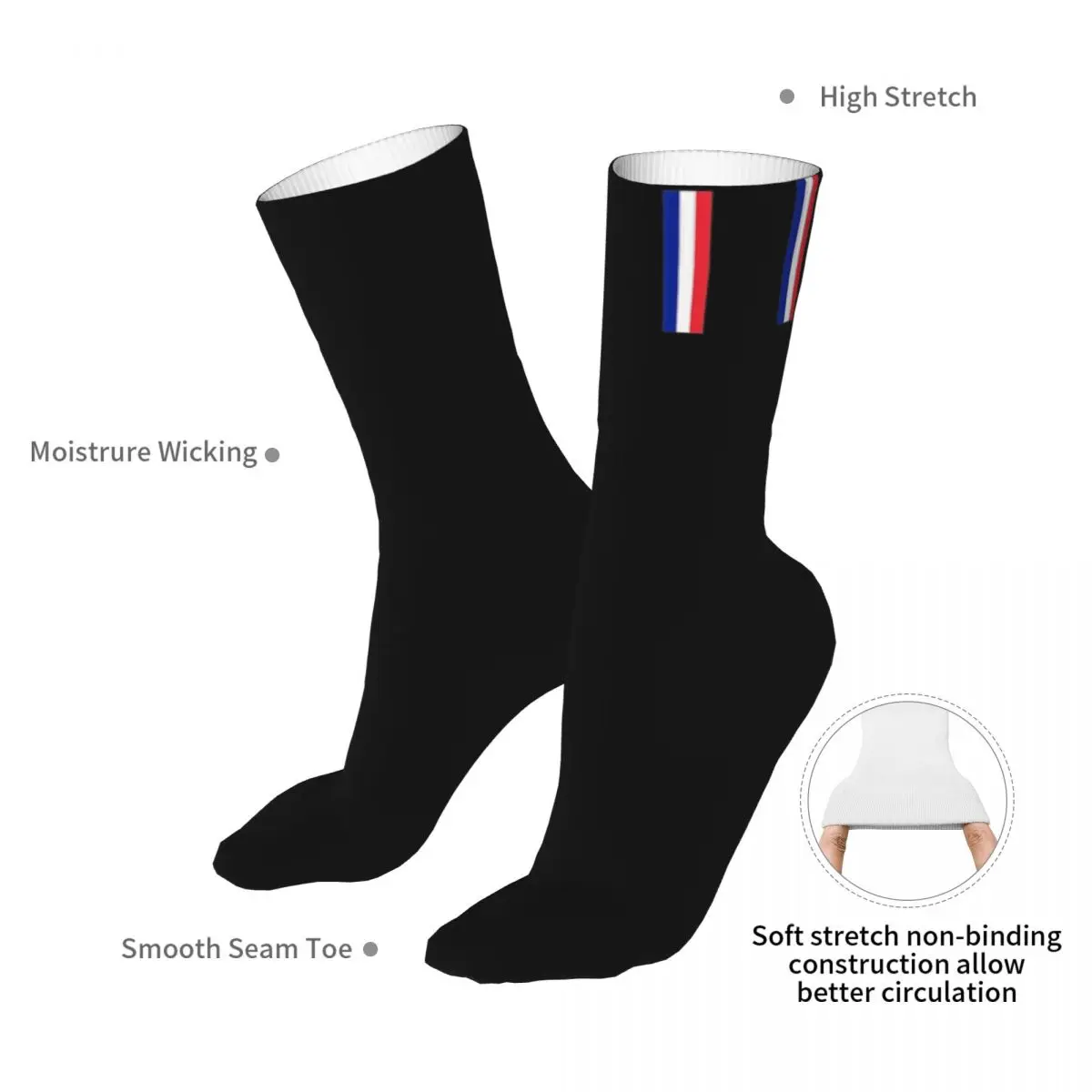 Men Bike Flag Of France End Socks Cotton Compression Flag French France Flag Women Sock