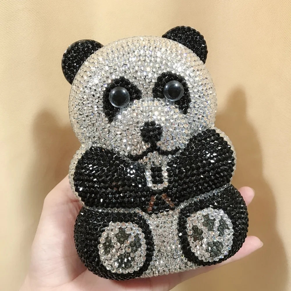 women panda shape Crystal Evening Bag Beaded Day Clutches Lady Wedding Purse Rhinestones Handbags Evening dress Clutch Bags