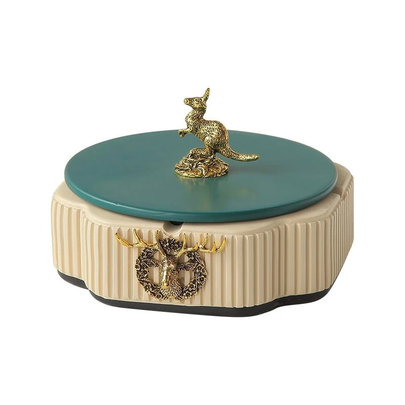 European-style Elk Kangaroo Ashtray with Lid Office Coffee Table Storage Decoration Modern Desktop Gift for Boyfriend