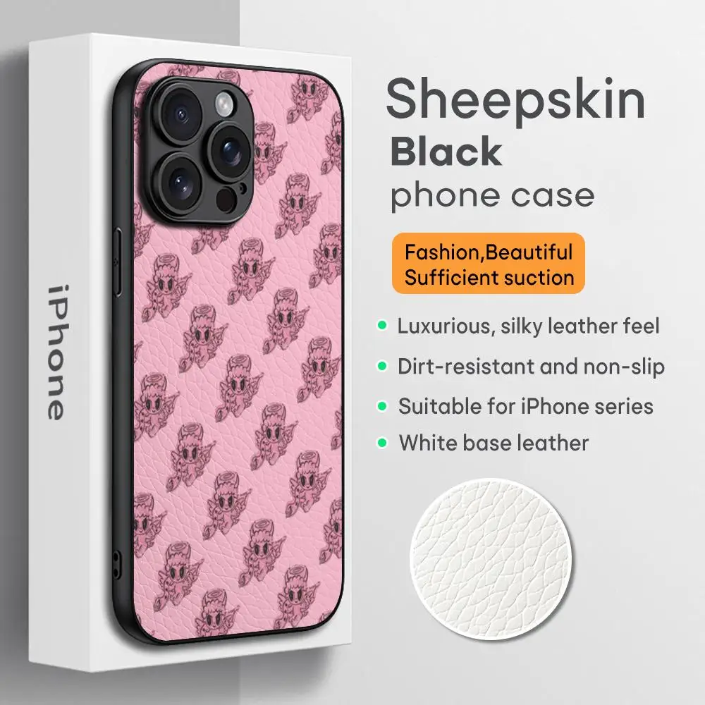 Lovely Manana pink design Phone Case For iPhone 16 15 14 13 12 11 Plus Pro Max High-end Luxury Black hard case Sheepskin