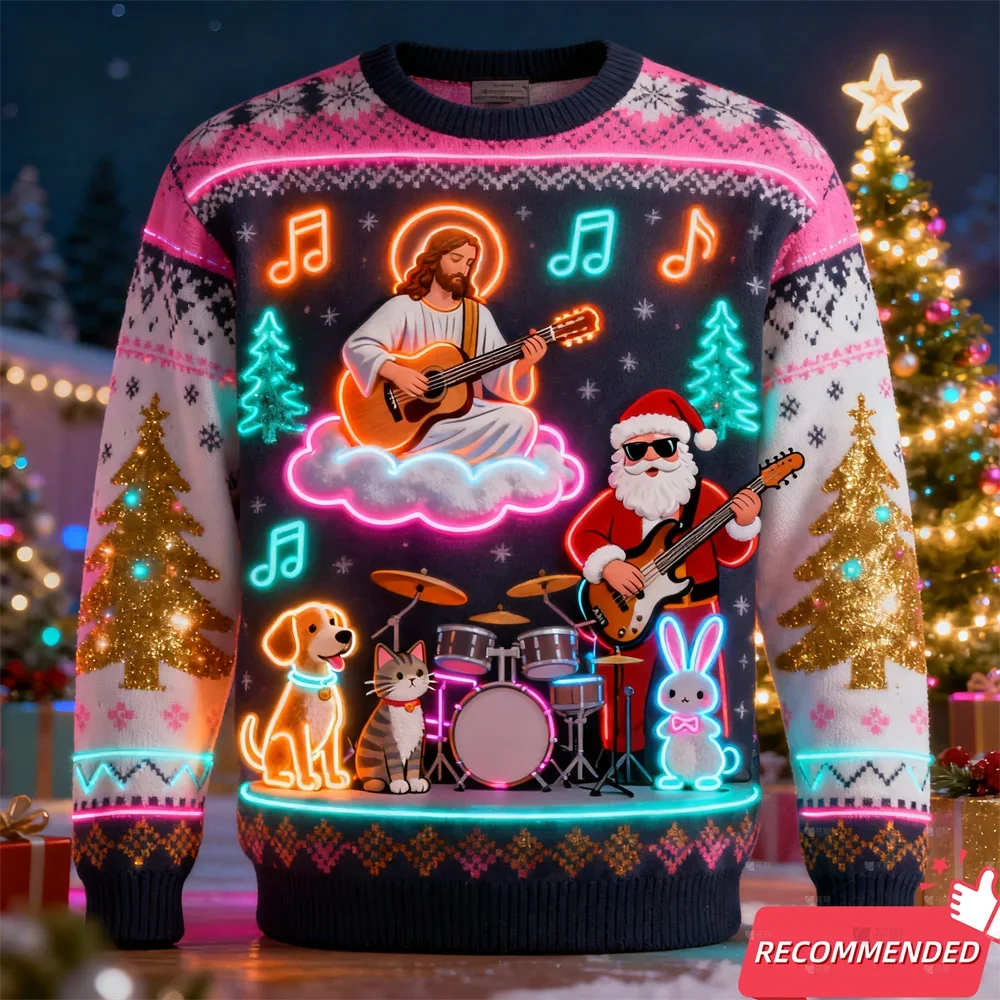 Top 5 Best Ugly Christmas Sweater Women Men,Light Up Christmas Sweater for Couples,Funny Cute Reindeer LED Xmas Tacky Sweaters our top picks