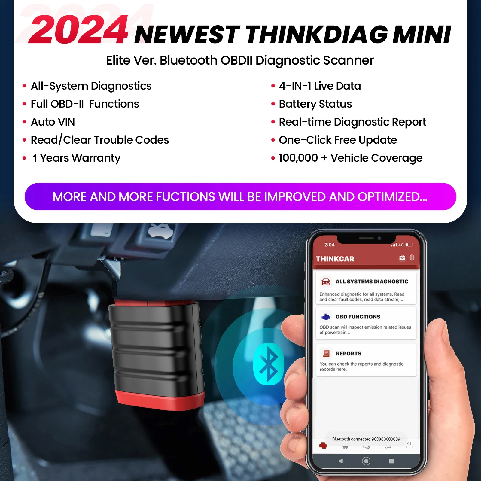 THINKCAR THINKDIAG MINI Obd2 Scanner For Auto Full Obd 2 Function Diagnostic Tool IOS Android Car Diagnost Code Reader PK ELM327