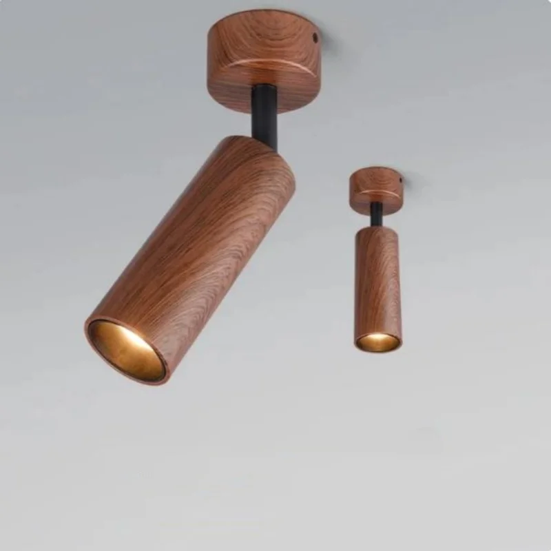 Retro Walnut Wood Wall Lamp Adjustable Angle LED Spotlight for Bedroom Reading & Living Room Background bedside lights