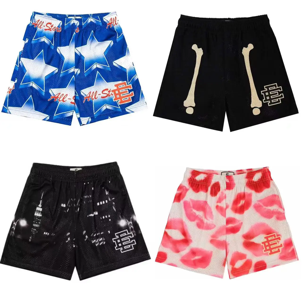 Eric Emanuel street wear jean shorts baloncesto 남자바지 pantalons décontractés Mainland China Beach POLYESTER Print CASUAL