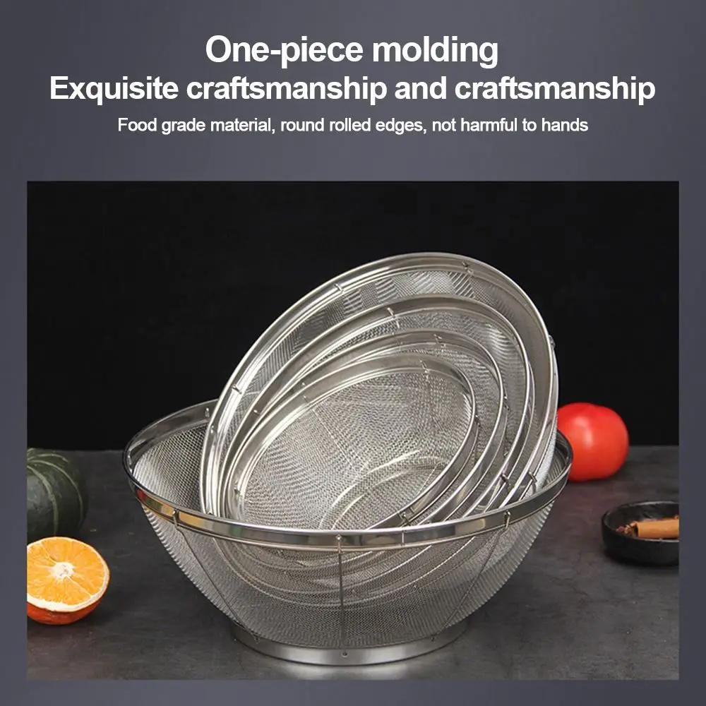 

Stainless Steel Fine Mesh Strainer Multi Function Self-draining Base Strainer Basket Vegetable Fruit Washing Kitchen Colander