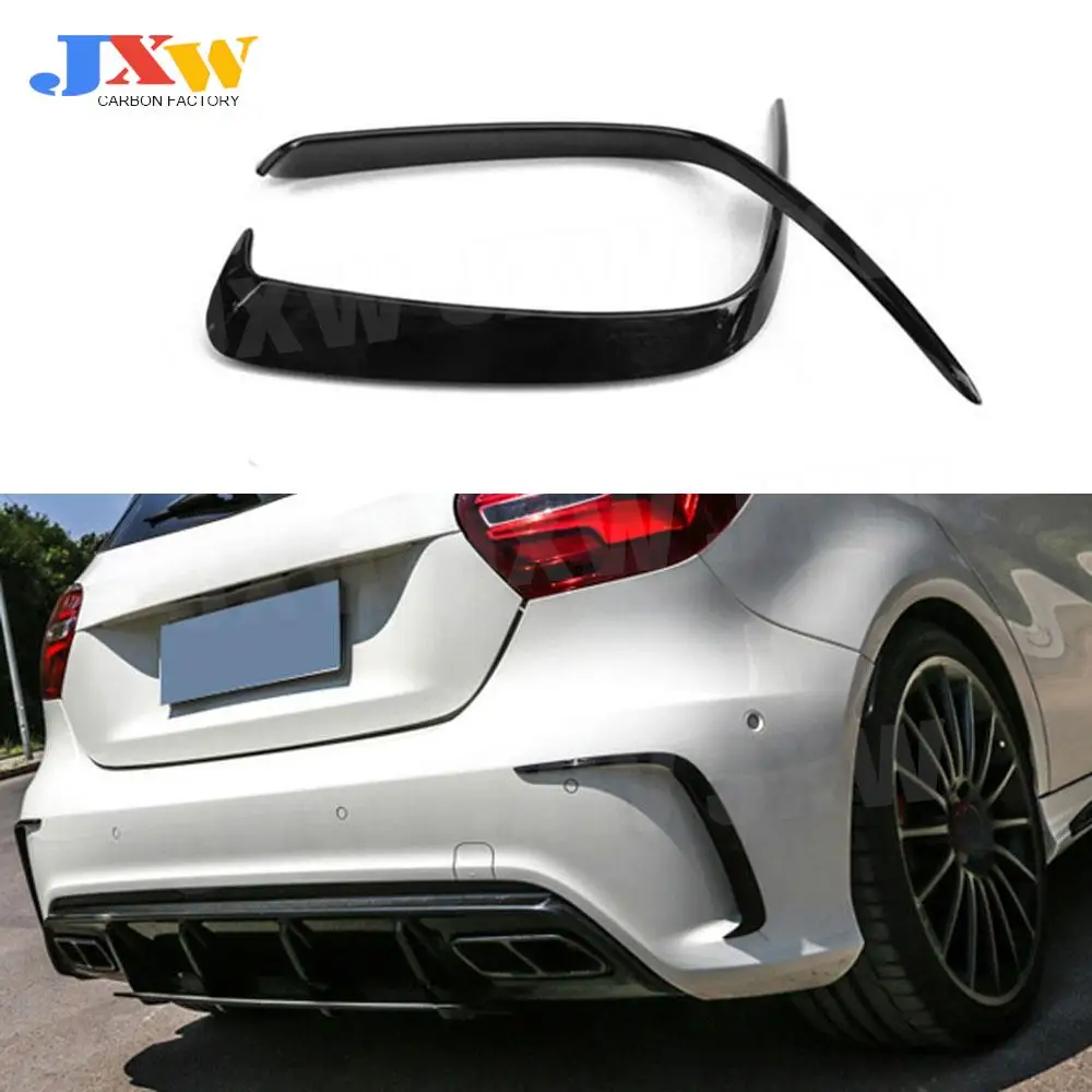 

2Pcs Carbon Fiber Rear Side Bumper Spoiler Cover Vent Trim for Benz A Class W176 A200 A260 A45 AMG 2014-2017 Not Standard