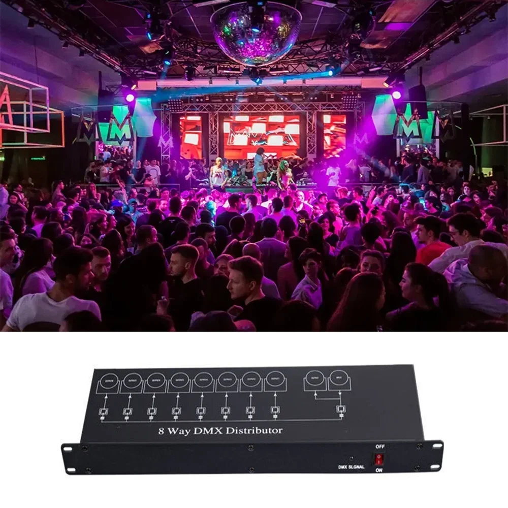 8CH DMX Splitter distributore DMX512 ripetitore di segnale amplificatore di segnale per apparecchiature Dj illuminazione scenica