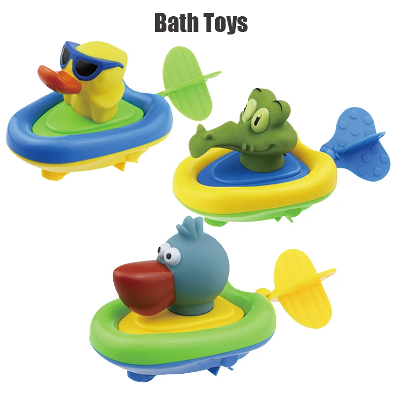 Cartoon Baby Bathtub Bath Toy Cute Animal Pull Rope Duck Crocodile Model Classic Water Toy Baby Gift