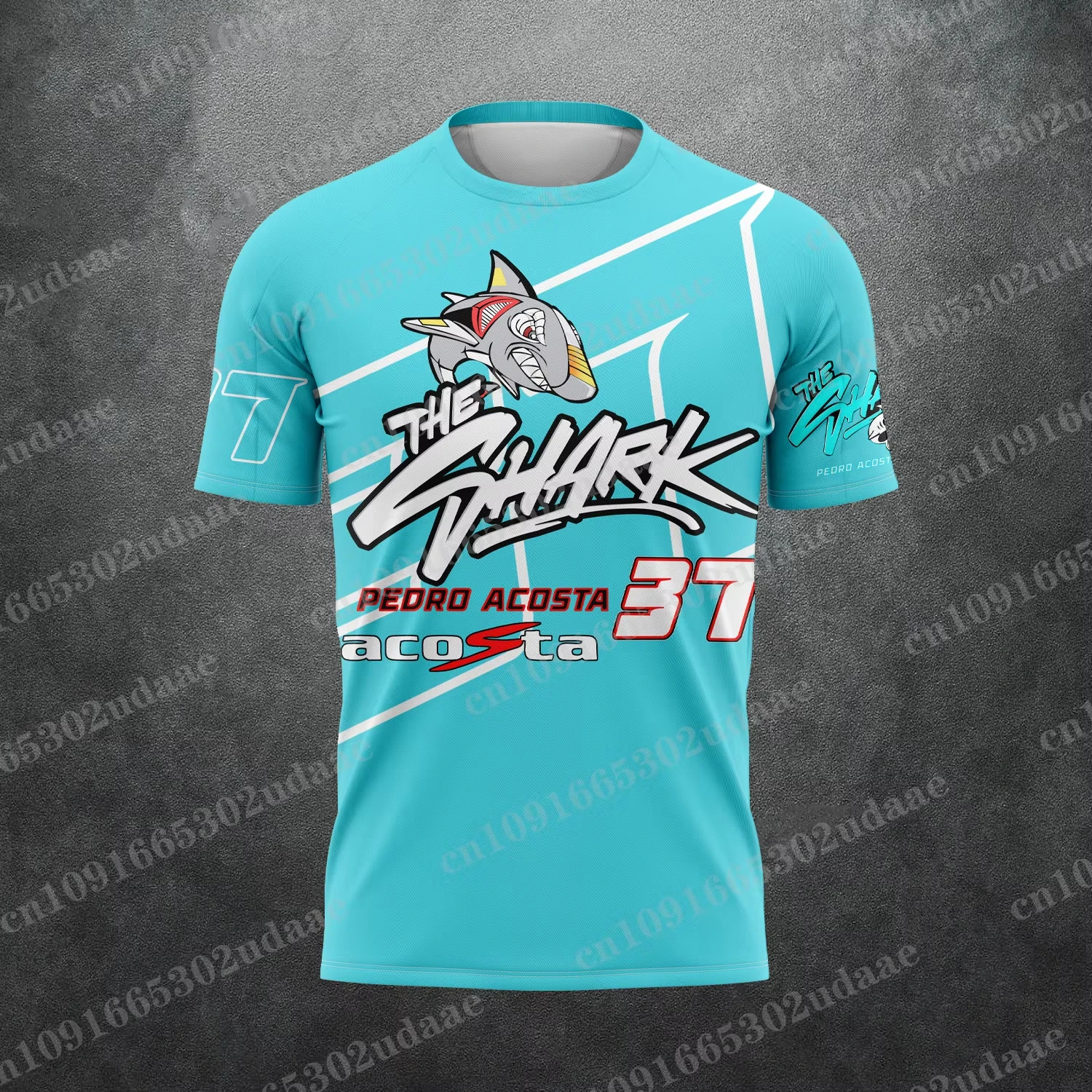 2026 Neues Racing Nr. 37 Fahrer Pedro Acosta Fan 3D-gedrucktes Muster T-Shirt „The Shark“ für Herren und Damen, Sommer, lässig, Kurzarm – Detail 5