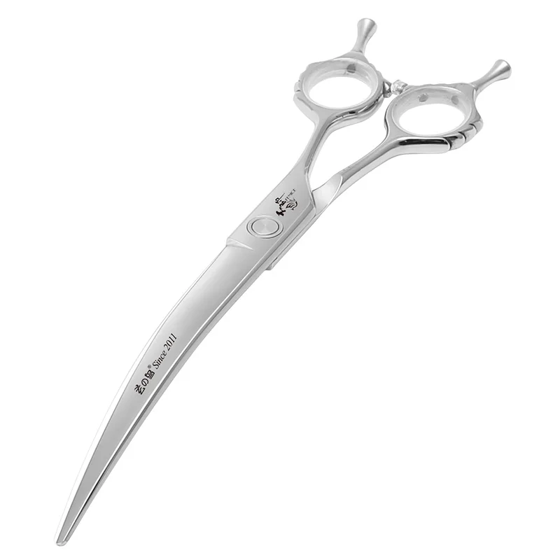 Fenice Professional 7.5 Inch JP440C hard Alloy Steel Curved Scissors Downward Pet Dog Grooming Scissors Stainless Steel Shears