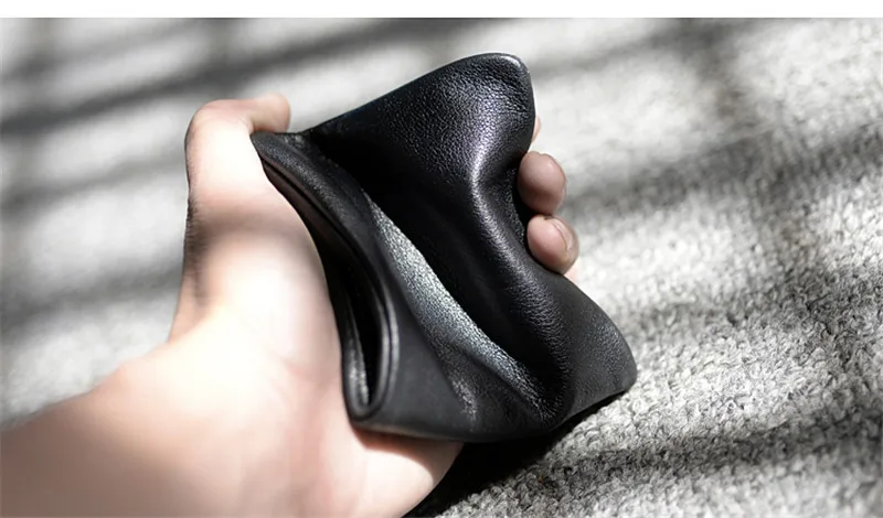 Simple Casual Soft Natural First Layer Cowhide Men's Short Wallet Fashion Vintage Genuine Leather Black ID Card Holder Purse