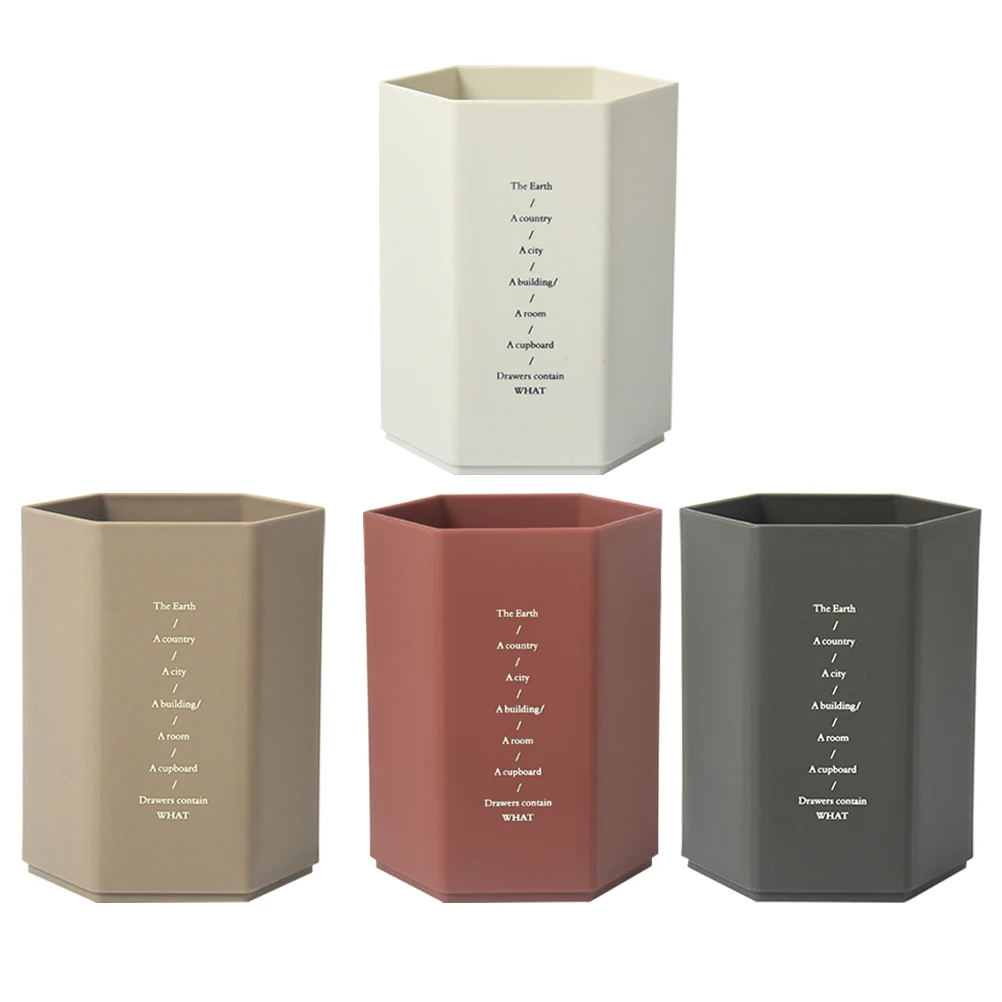 

4 Pcs Hexagonal Pen Holder Cup Stationery Container Pencil Containers Desktop Organizer Storage Cups for Plastic Utensil