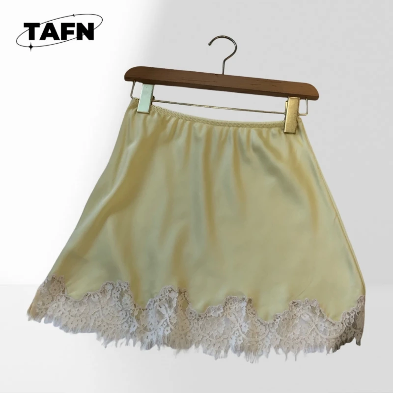 100% Real silk Ladies Denim Mini Skirt Comfortable Soft High-waist Short Skirt Lightweight Casual Wear BE0942