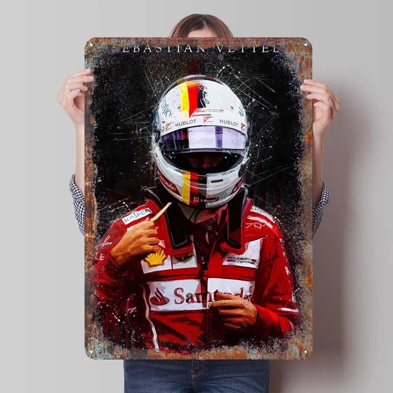 Sebastian Vettel Tinplate Sign Sports Poster Bedroom Decoration Room Decor Men Customizable Metal Signs for Wall Art Decoration