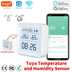 Tuya WIFI Nhiệt Độ Cảm Biến Độ Ẩm Trong Nhà Ẩm Kế Nhiệt Kế Đầu Báo Cuộc Sống Thông Minh Điều Khiển Từ Xa Hỗ Trợ Alexa Google Home