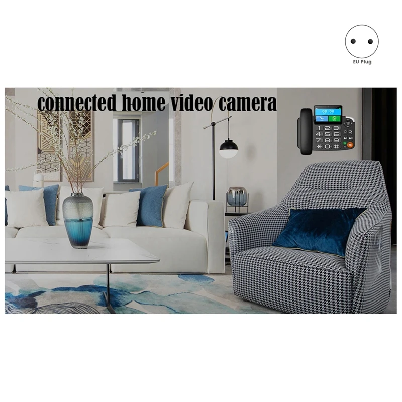 FULL-TUYA-teléfono inalámbrico con tarjeta SIM para grabación de vídeo, WIFI, con red 4G y alarma de Radio para el hogar y la Oficina, EU-PLUG