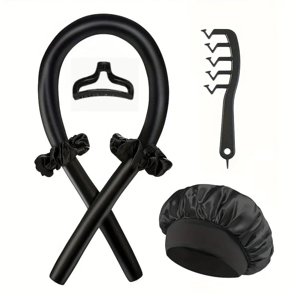 

6PCS Heatless Hair Curler Soft Curling Rod Headband No Heat Hair Rollers Overnight Lazy Curls Sleeping Cap Comb Styling Tools