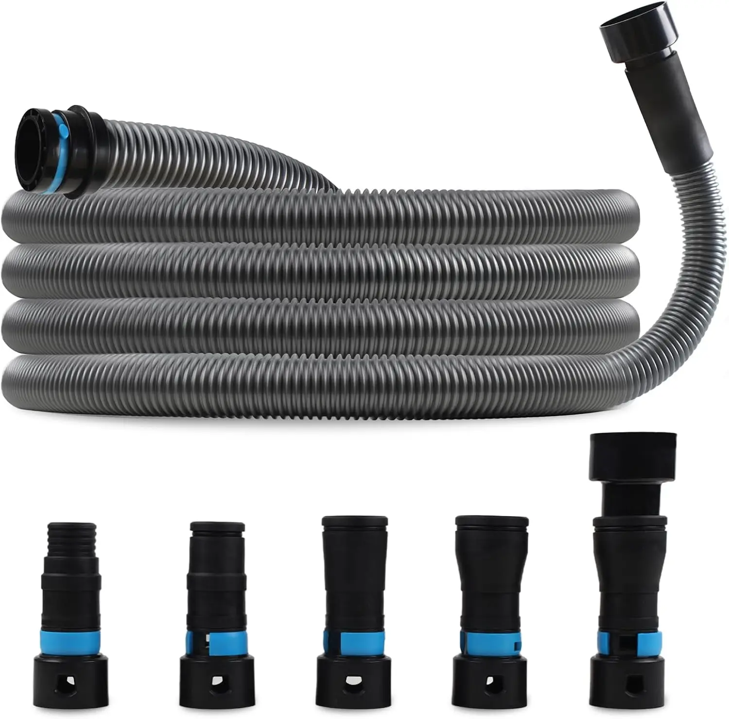 

Upgraded 1 1/4 Inch X 17 Ft. Dust Collection Hose for Home and Workshop Vacuums with 5 Fittings/Adapters for Multiple Brands