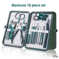 7-18 Pcs Manicure Set Nail Clippers Kit Professional Stainless Steel Nail Care Tools with Leather Travel Case For Man and Women