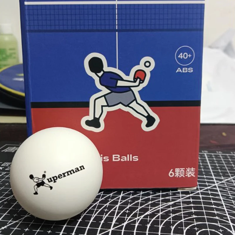 Xuperman White Seamed 40+ Table Tennis Balls 6PCS ABS New Plastic Durable High Elasticity Ball for Player Competition Training