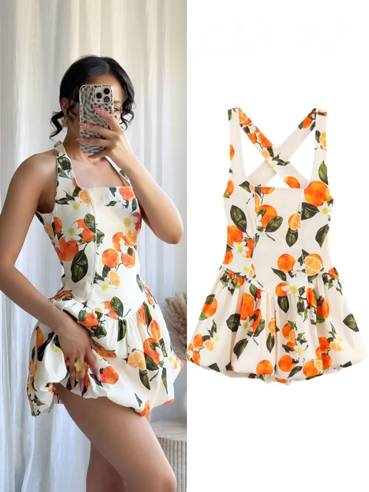 HH femme sans manches col carré plage fête Mini robe à bretelles femmes mode d'été dos nu plissé décorer robe 2025