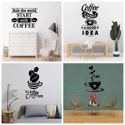 Coffee Wall Sticker Self Adhesive Vinyl Waterproof Wall Art Decal Decor Living Room Bedroom Removable Vinyl Art Decal