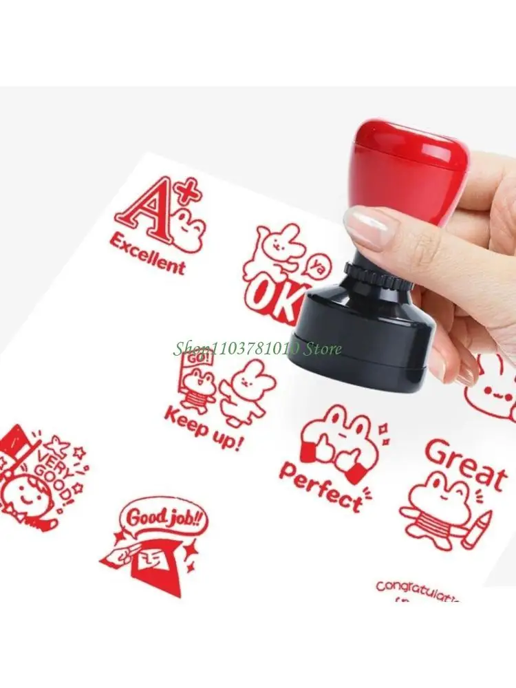 U55D English Comment Stamper Plastic Stamping Tool for Classroom Incentives Behavior Chart and Teacher Homework Assessments