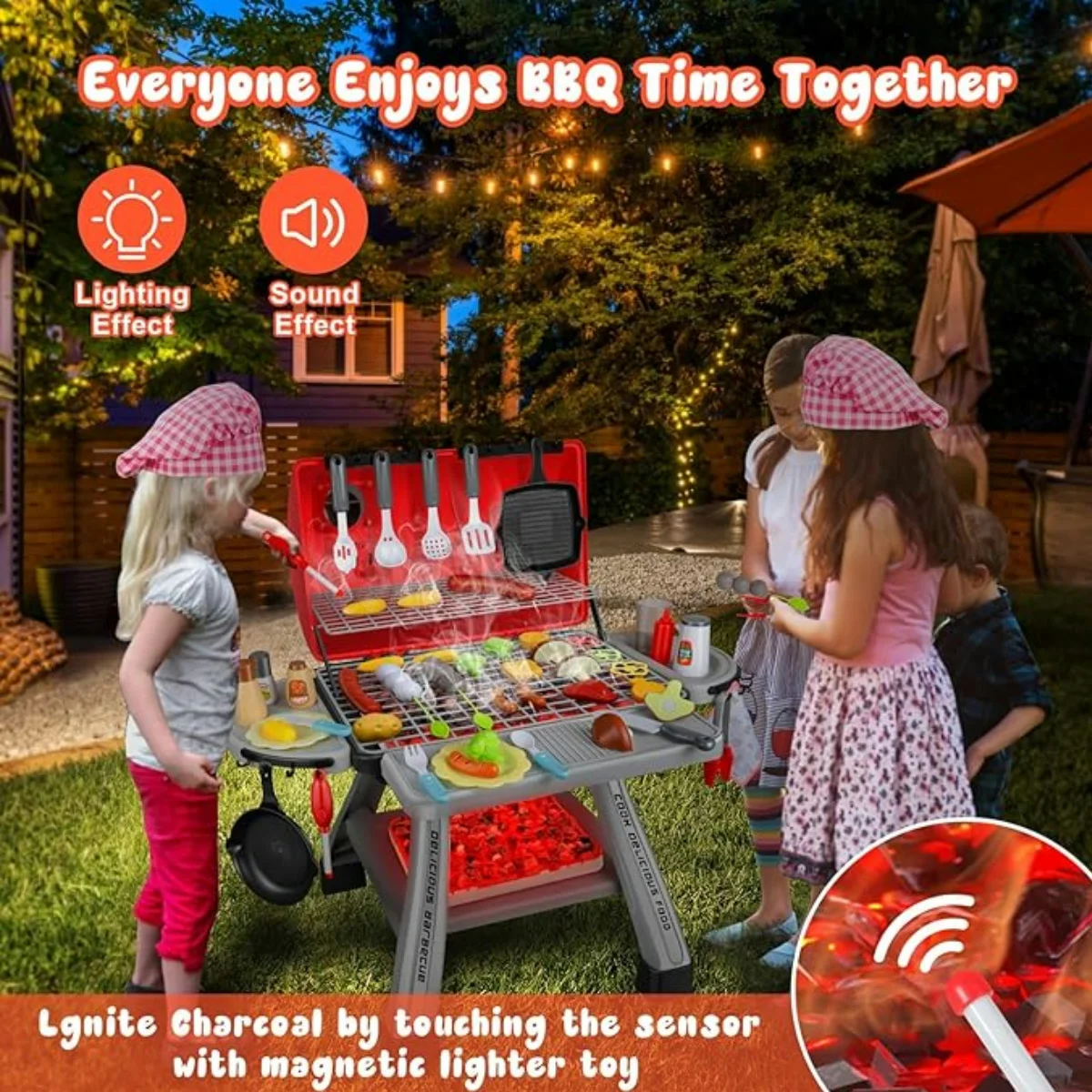 Play House Simulation Spray Barbecue Grill Toys Set (41 pcs) With Lights&Sounds,Gifts  Kids,  Prizes