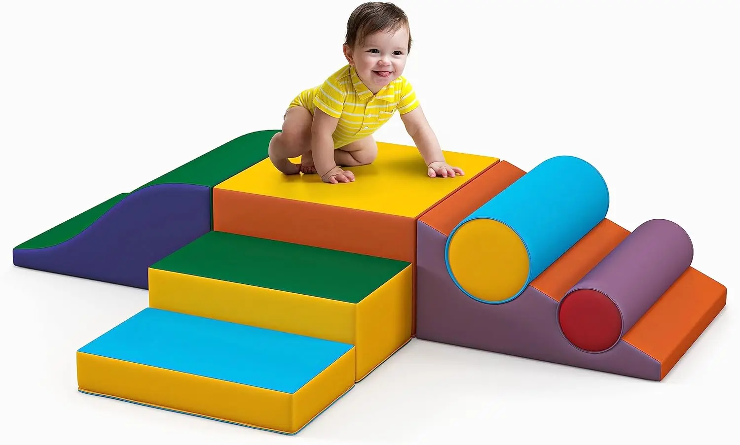 

Toddler Foam Climbing Set Indoor - Kids Climb & Crawl Soft Activity Playset - Toddler Climber Gymnastics Equipment for Walking i