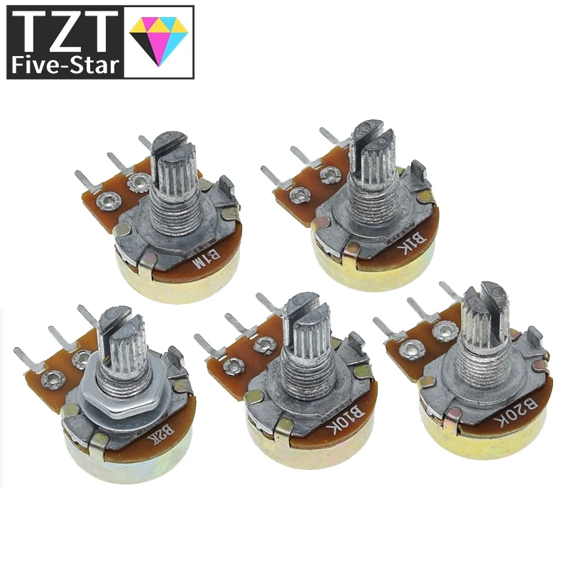 WH148 Linear Potentiometer 15mm Shaft With Nuts And Washers 3pin WH148 B1K B2K B5K B10K B20K B50K B100K B250K B500K B1M