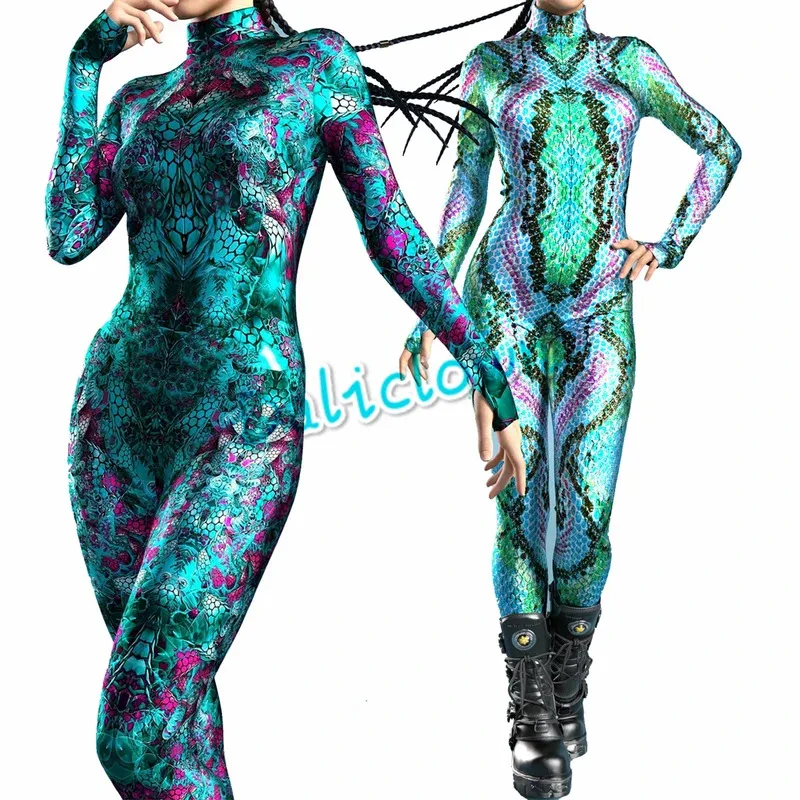 

Green Fish Scale Catsuit Women Kids Long Sleeve Bodysuit Tights Cosplay Leotard Hot Sexy Spandex Jumpsuit Unitard Body Teddies