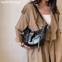 MOODS Biker Style Armpit Shoulder Bags Solid Color Y2K Rivets Crossbody Hobo Bag 2024 Luxury Designer Purses And Handbags Female