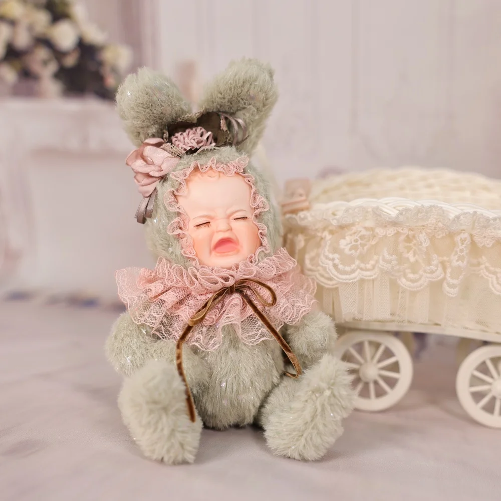 Cloveray 8 pouces Original porcelaine poupée lapin en peluche poupée en céramique visage corps en peluche de haute qualité à la main à collectionner œuvre cadeau