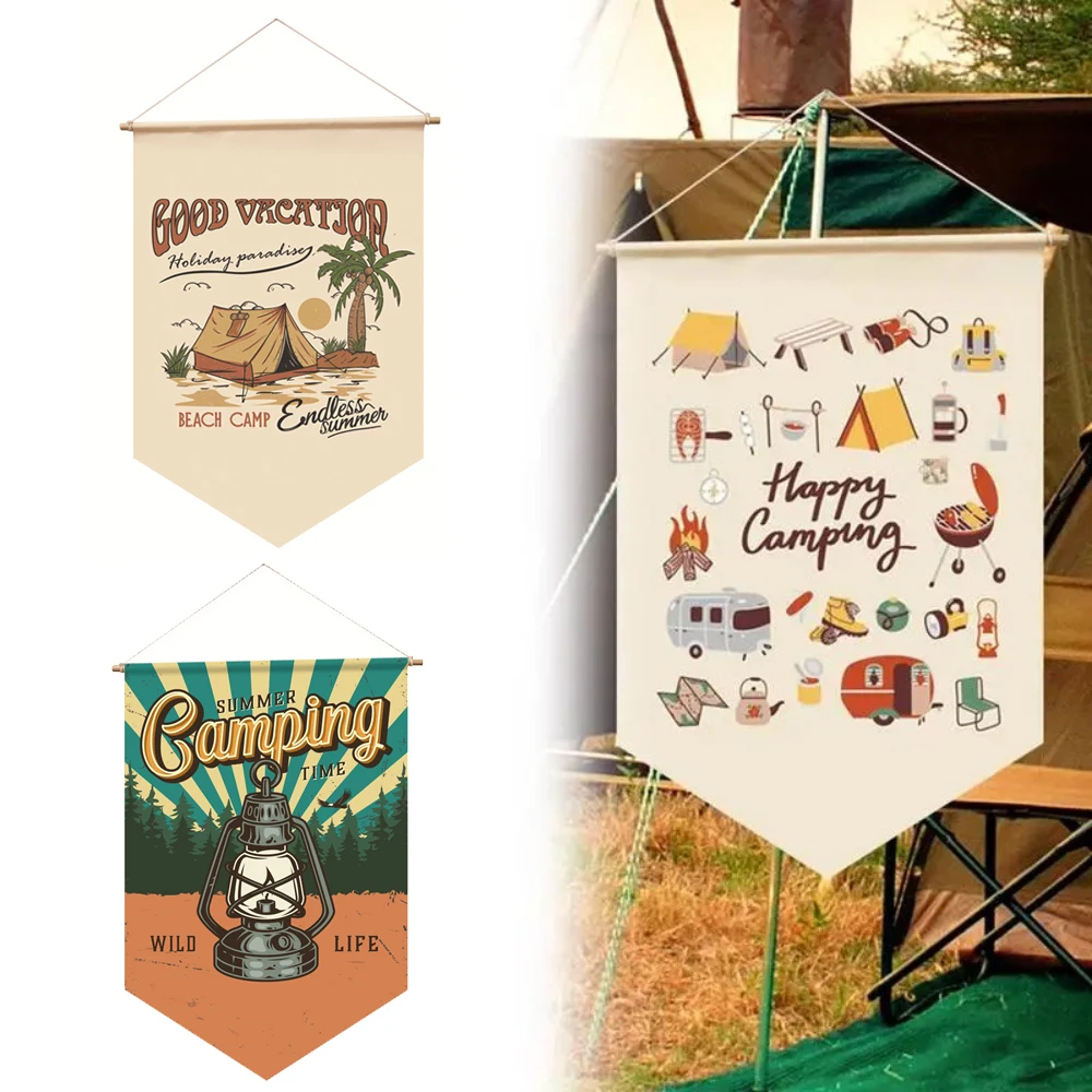 Camping Garden Flag Hanging Flags Classic Nature Yard Camp Flag Outdoor Decoration Yard Party Decorative Banner Festive Decor