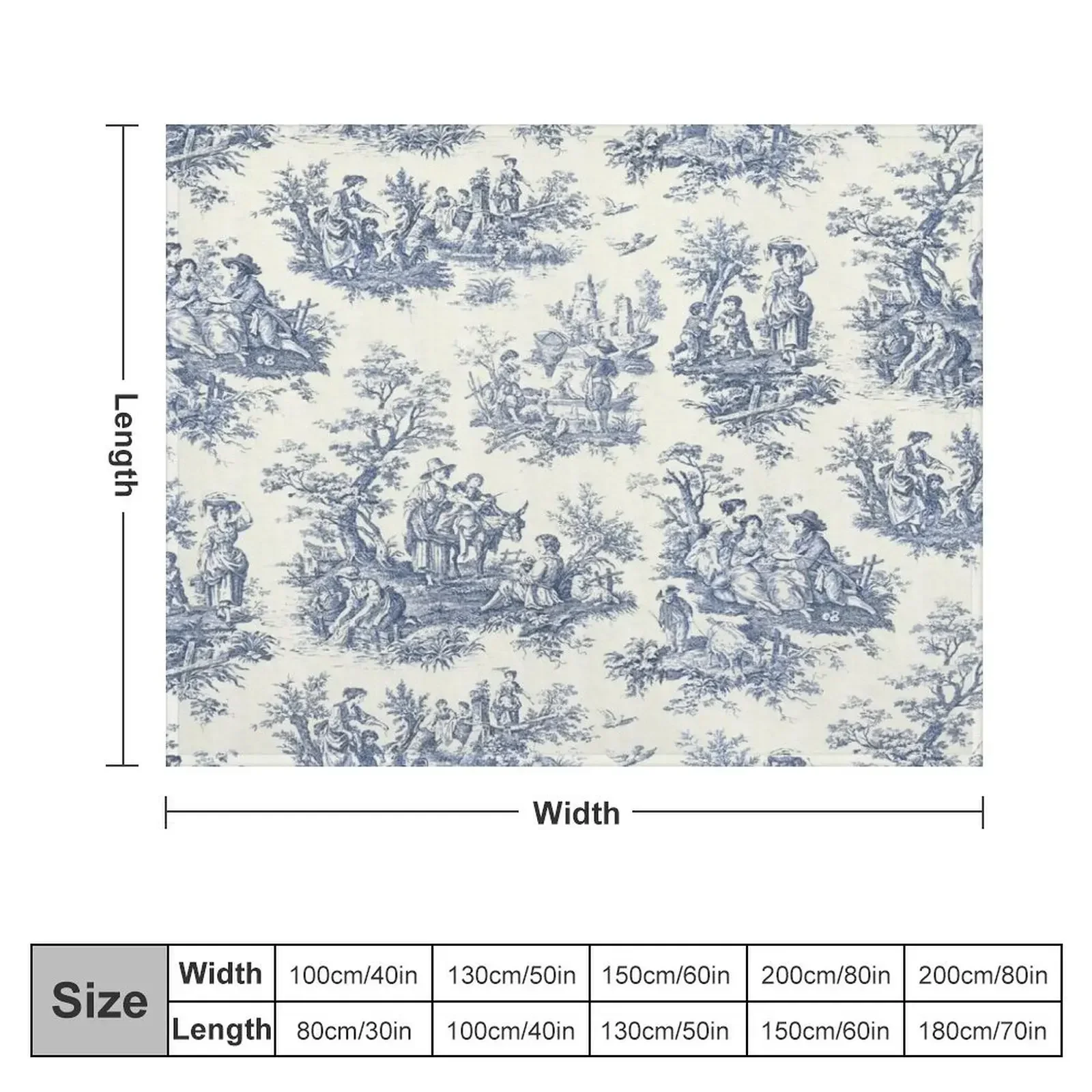 Powder Blue French Toile Picnic Designs Throw Blanket For Sofa Thin bed plaid for sofa Blankets