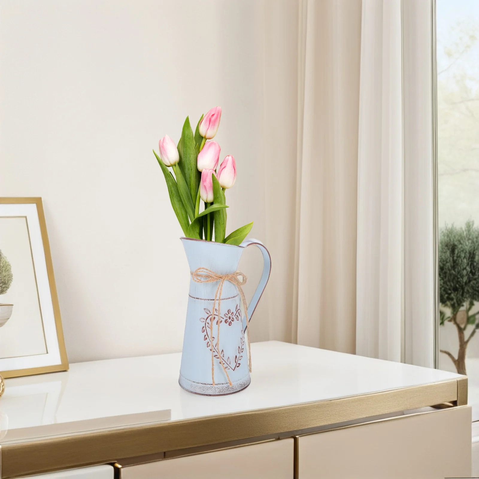 

2Pcs Vintage Flower Bucket Classic Retro Iron Planter Bucket Home Garden Flowerpot Container for Indoor Balcony Table