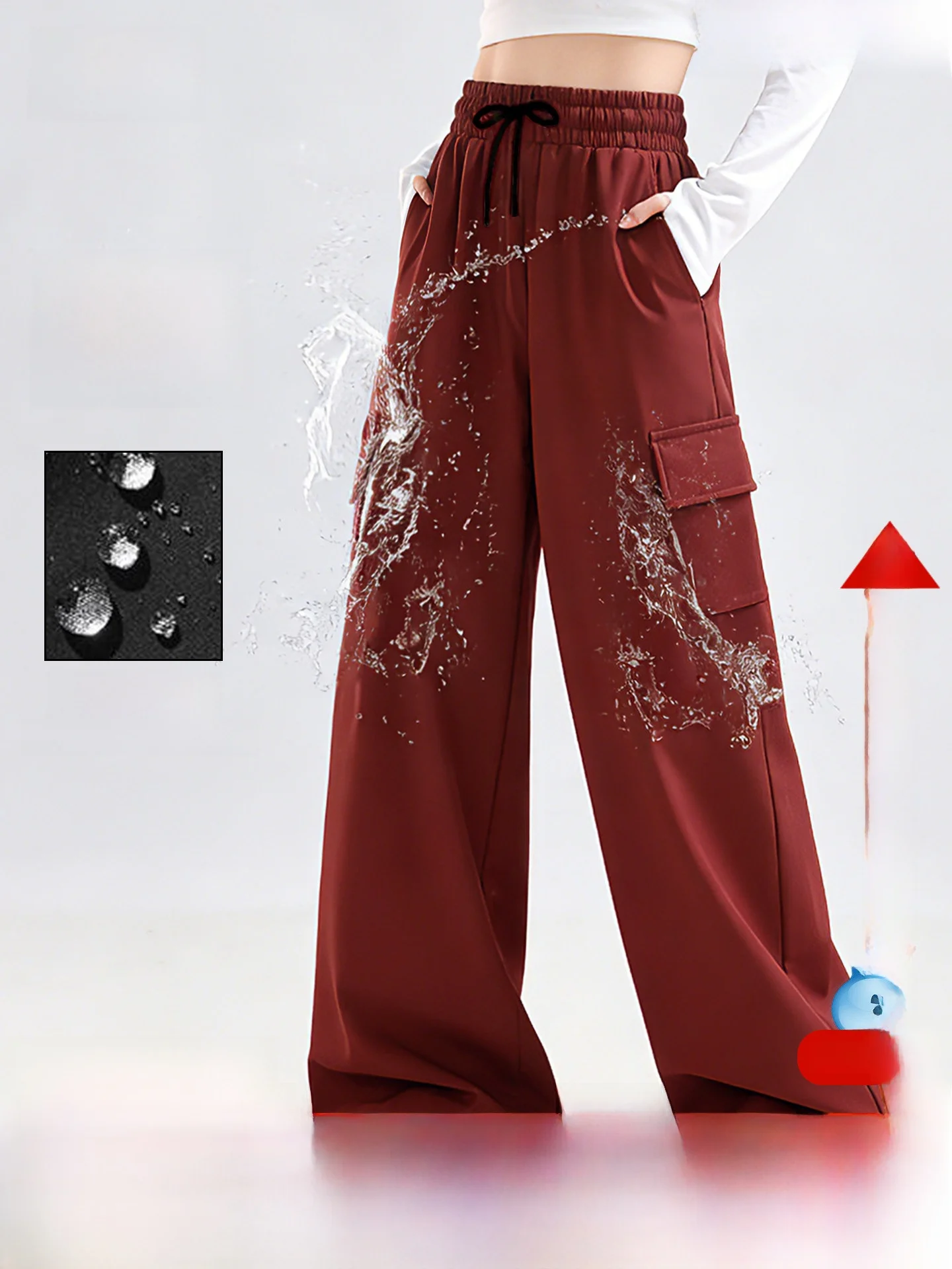 

Женские зимние спортивные брюки Snow Flng Fce с подкладкой, повседневные брюки для женщин, красные, на Новый год, с завышенной талией