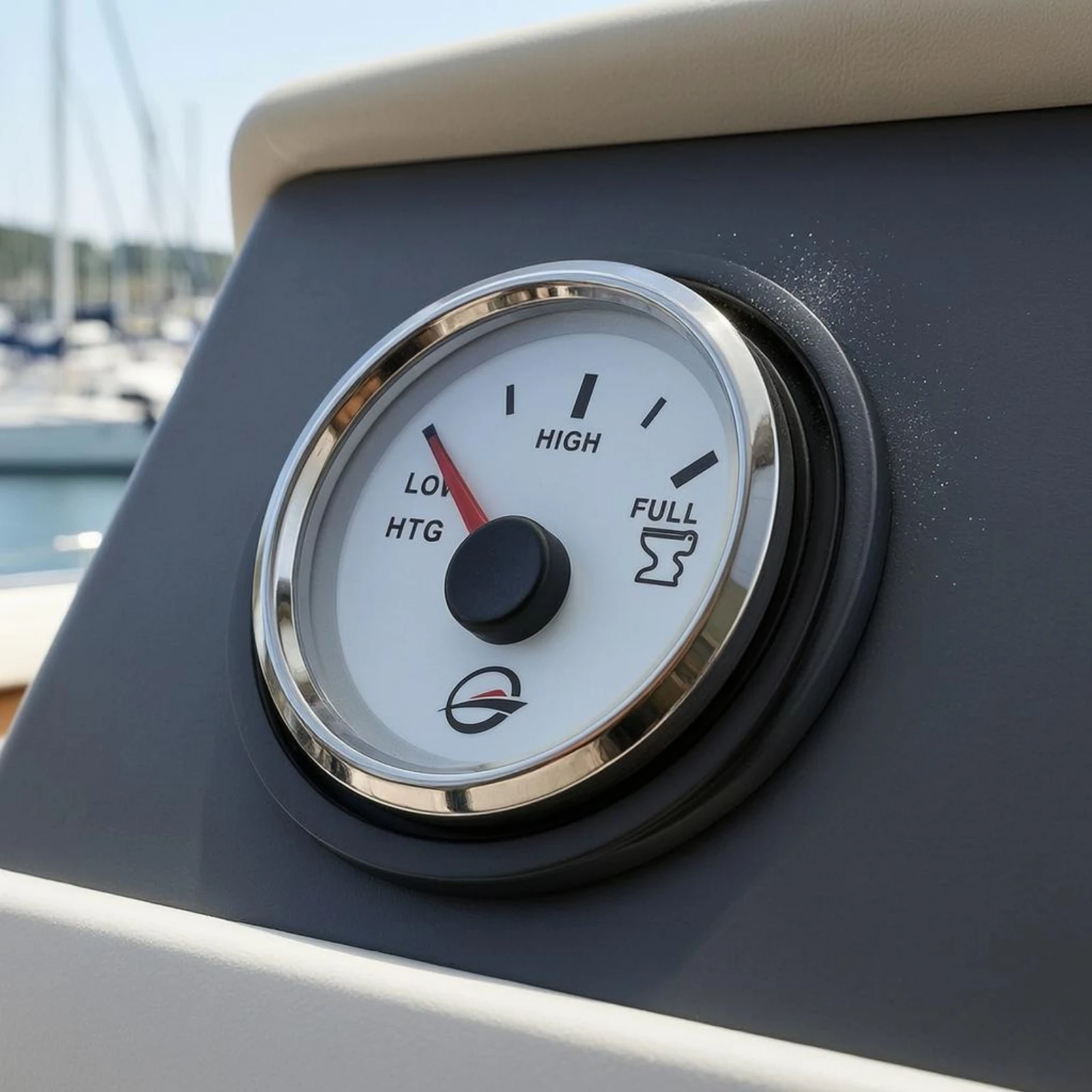 Marine Tank Level Gauge Three-Segment Scale Analog Level Dial Flush Mount Gauge Circular Bezel for Wastewater Systems
