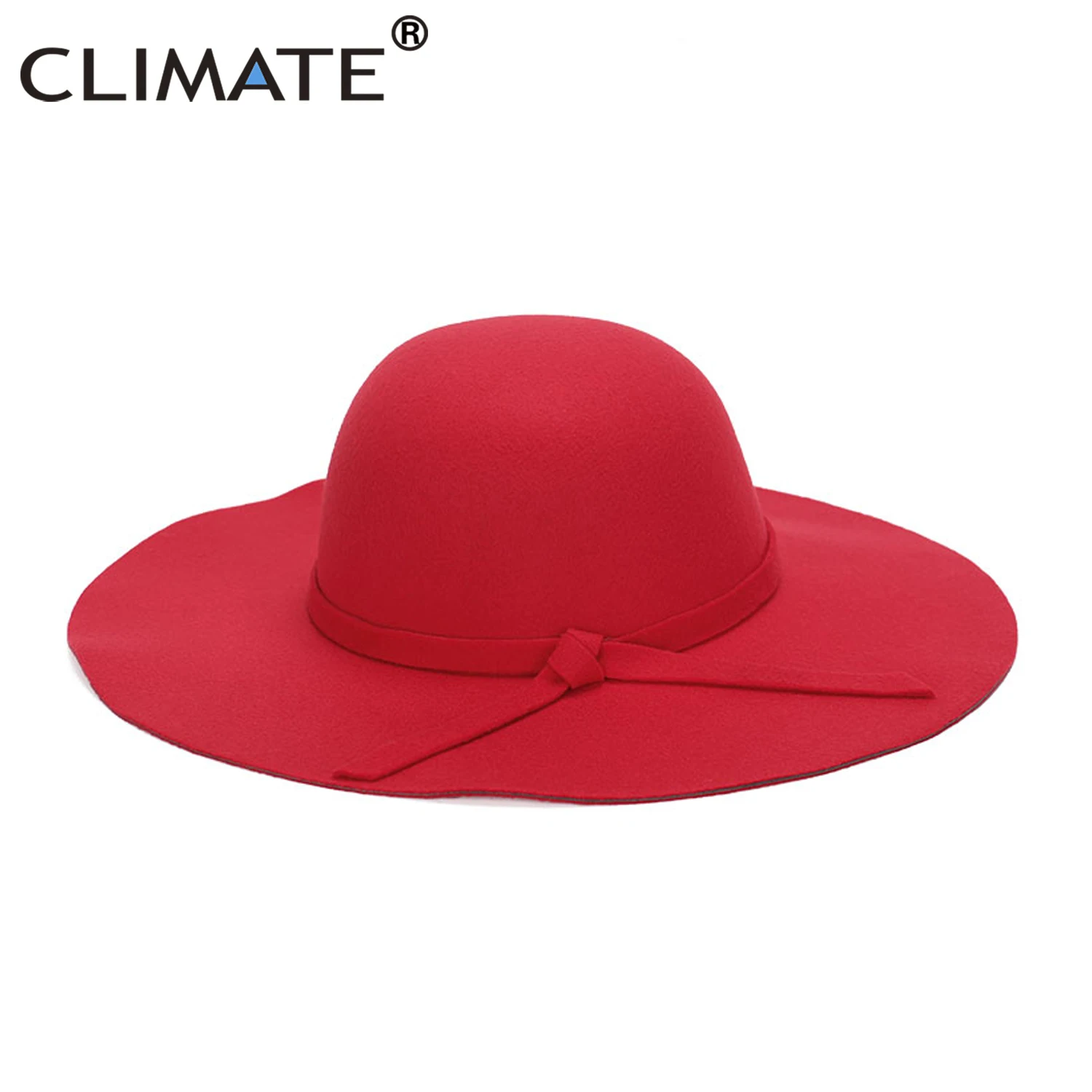 CLIMATE Women\'s Fedora Fedoras Hat for Woman New Girls Fashion Dome Cap Bowknot Mom Hats Ladies Falbala Polyester Woolen Cap Hat