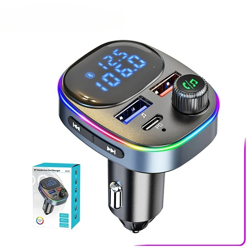 BC82 Dual Screen Display QC3.0 Fast Charging Car Bluetooth MP3 Player Voltage Identification Colorful Ambient Light