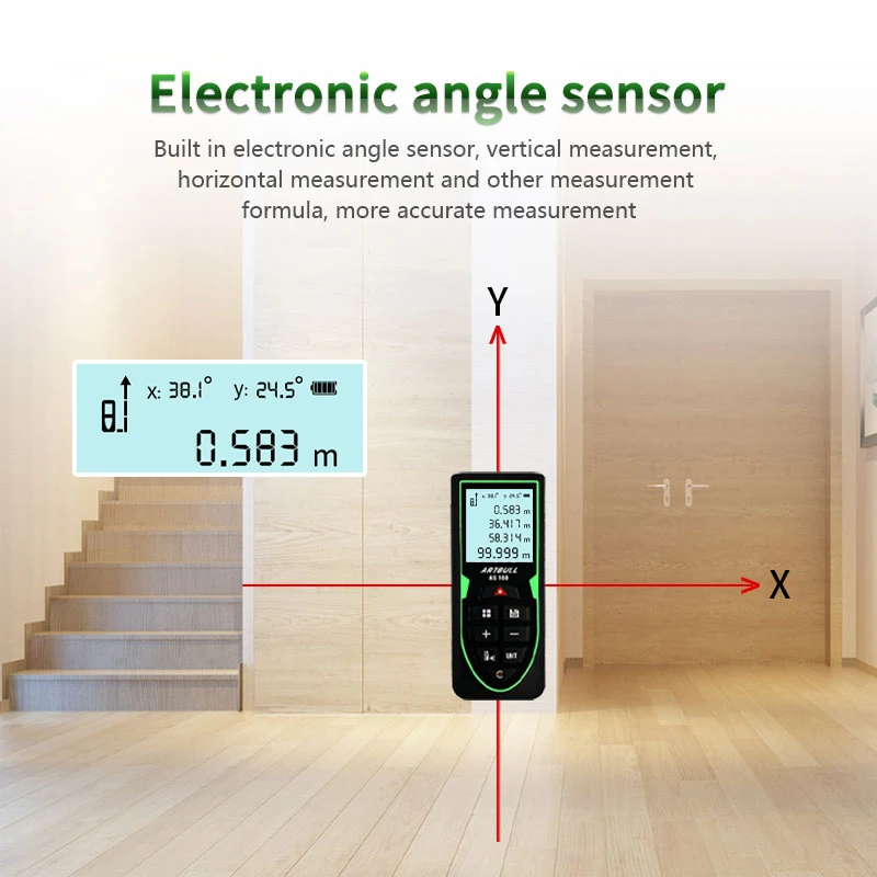 Green Laser Distance Meter 70m 100m 120m Rangefinder with Angle display USB RechargeableTape Measure ruler Roulette tool