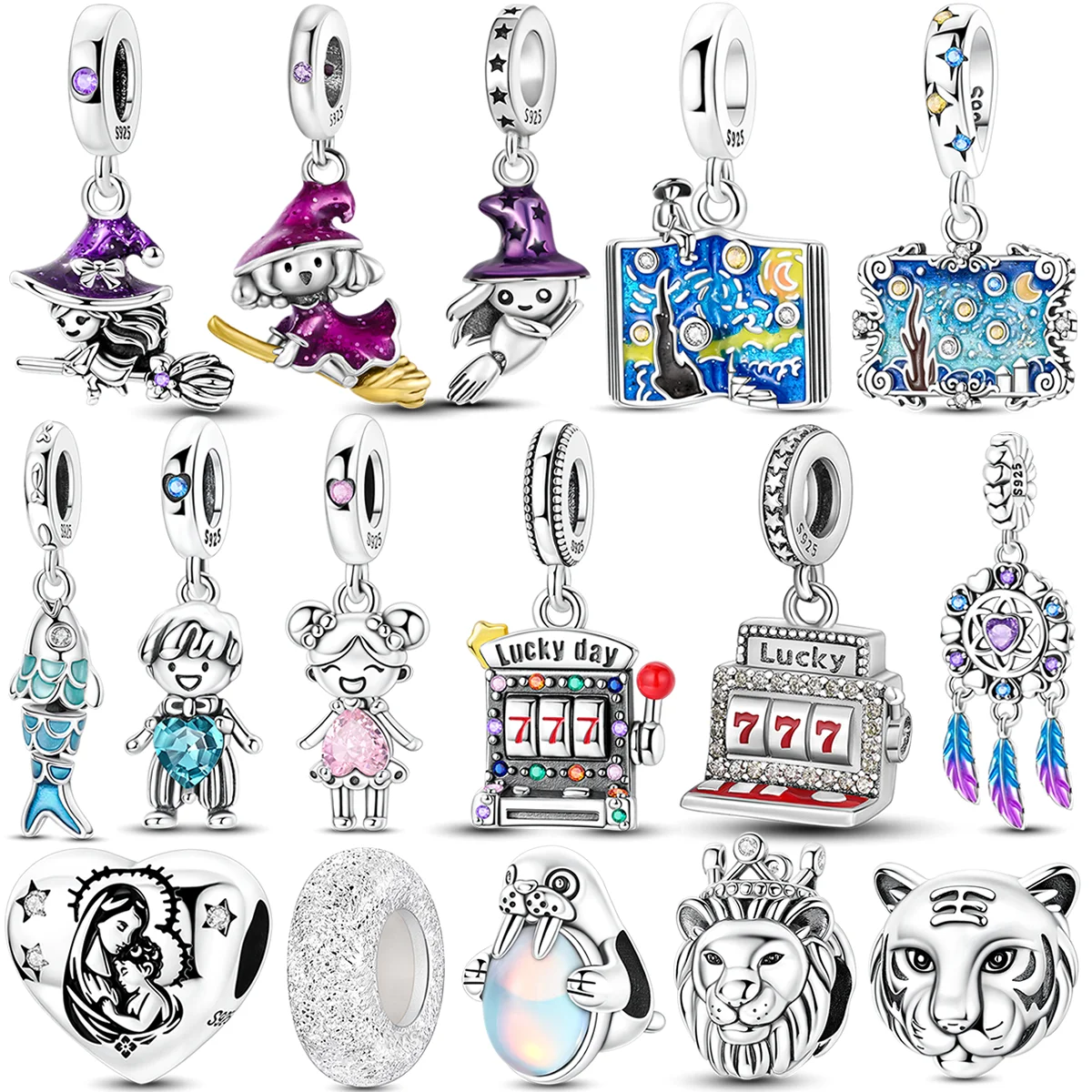 Van Gogh Purple Witch Charms Beads Fit Original Bracelet Bag Keychain Earring Charm Bead Pendant Diy Women Jewelry Gift