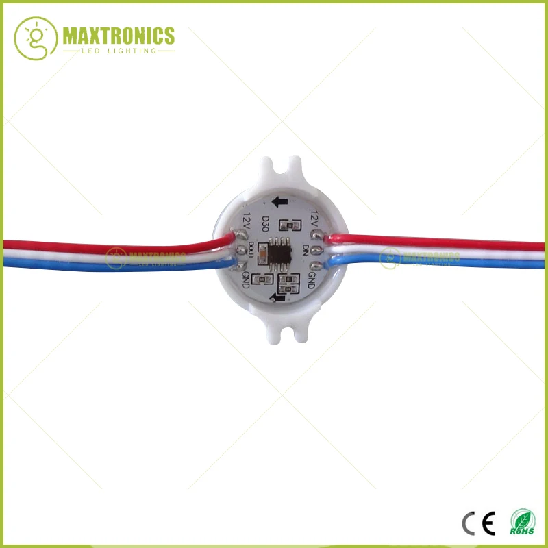 20 sztuk/partia DC12V WS2811 30mm rozproszone doprowadziły moduł pikseli kolorowy 3LEDs 5050 RGB LED lampa ciąg D30 moduły IP68 0.72 w/sztuk