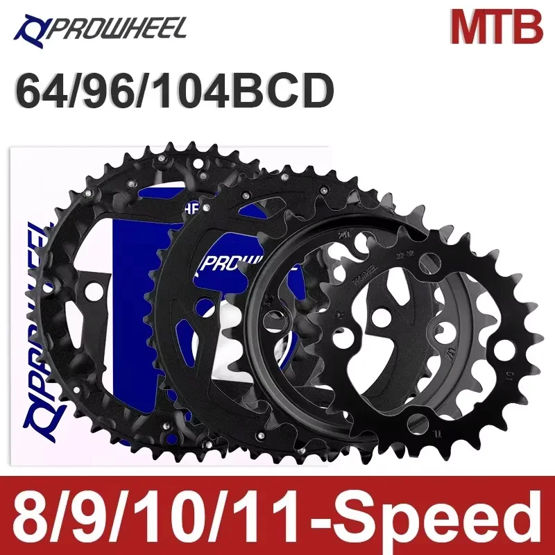 

PROWHEEL Bicycle Chainring 64/96/104 BCD MTB Chainring 8/9/10/11 Speed Mountaon Bike Triple Plate 22/24/30/32/40/42/44T