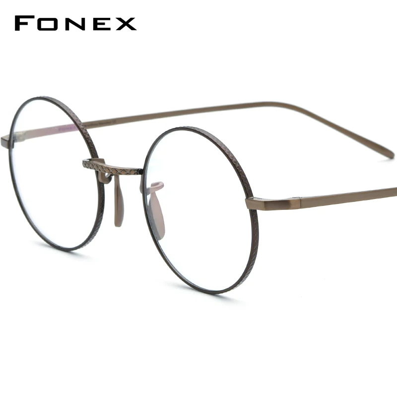 

FONEX Pure Titanium Eyeglasses Frame Women Colorful Retro Round Glasses Vintage Eyewear F85718