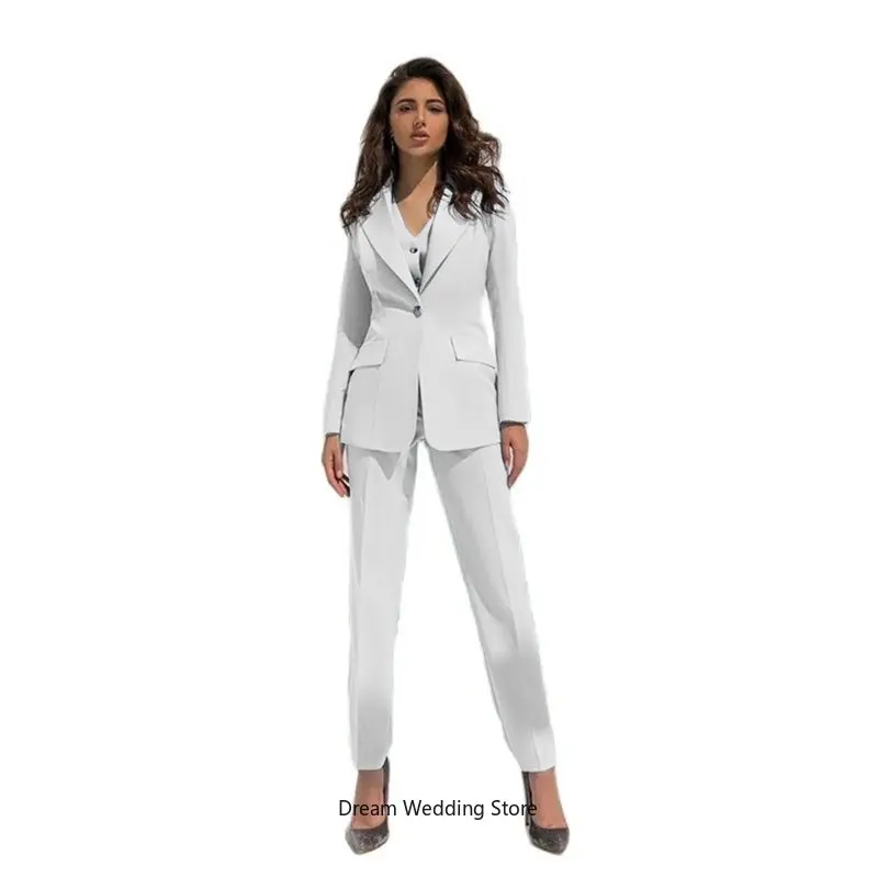 Mode Vrouwen Suits Office Sets 3 Pieces Zaken Blazer + Broek Dames Club Party Wedding Prom Dress Tailored (Jas + Vest + Broek)