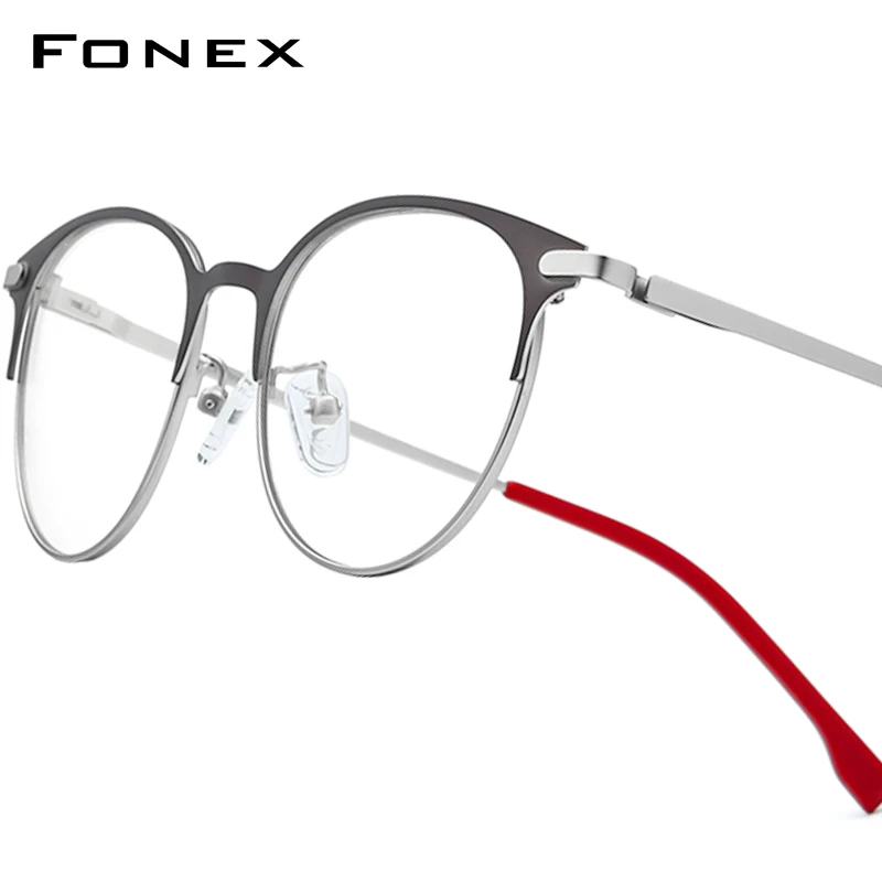 FONEX Legering Brilmontuur Vrouwen Ultralight Vintage Ronde Brillen Mannen Hoge Kwaliteit Retro Japanse Schroefloze Brillen 988