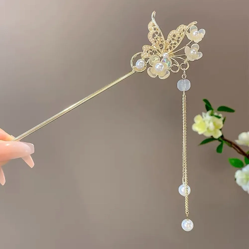 Заколка для волос с кисточкой в китайском стиле для женщин, заколки для волос с цветком, заколки для волос ручной работы, очаровательные ювелирные аксессуары, украшения для волос 05,리 множество