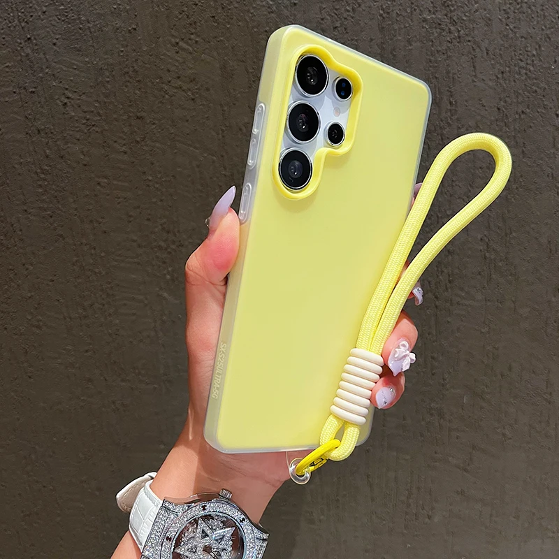 Bonbonfarben mit Handgelenkschlaufe Handyhülle für Samsung Galaxy S25 S24 S23 S22 Ultra Plus FE A26 A35 A54 A16 A56 Drop Cover – Detail 3