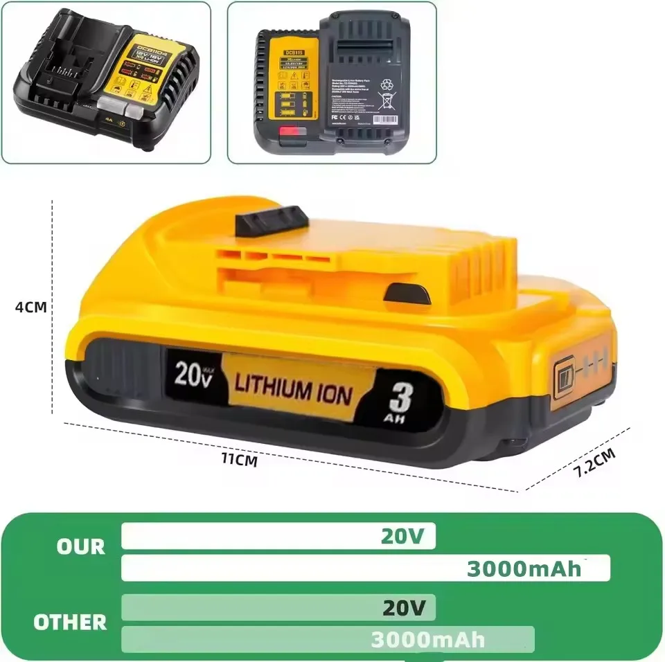 NEW For DeWalt 18v 20Volt Max Lithium  Batteries  3000mAh DCB203  DCB206 DCB205 DCB204 DCB200 Power Tools battery